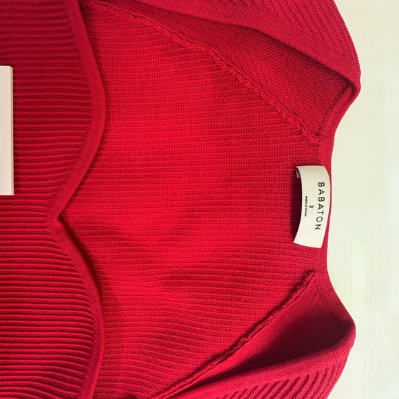 Aritzia - NWT Babaton Red Ribbed Women's Sweetheart Neckline Cap Sleeve Top - Picture 6 of 10